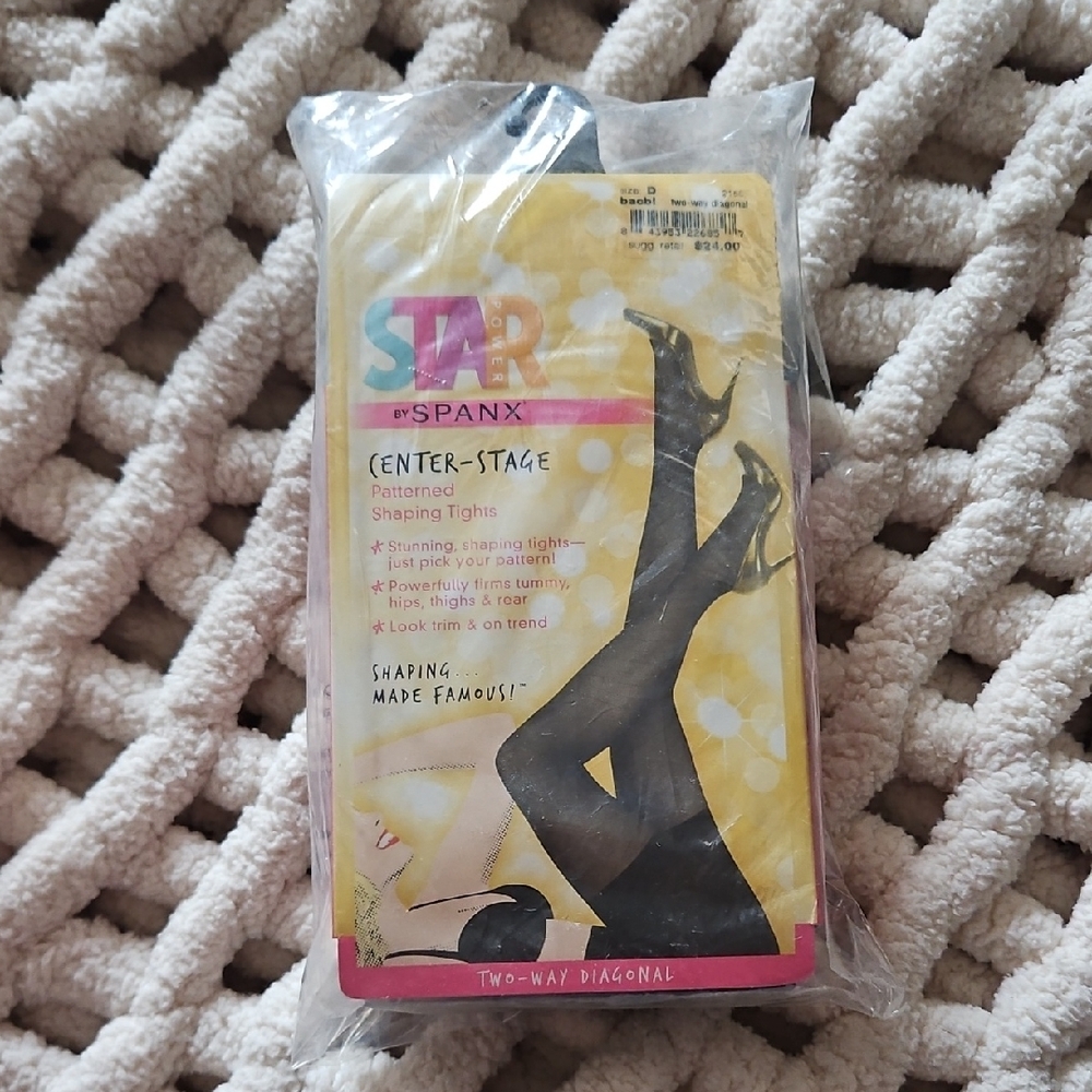 SPANX Center-Stage Black Patterned Shaping Tights